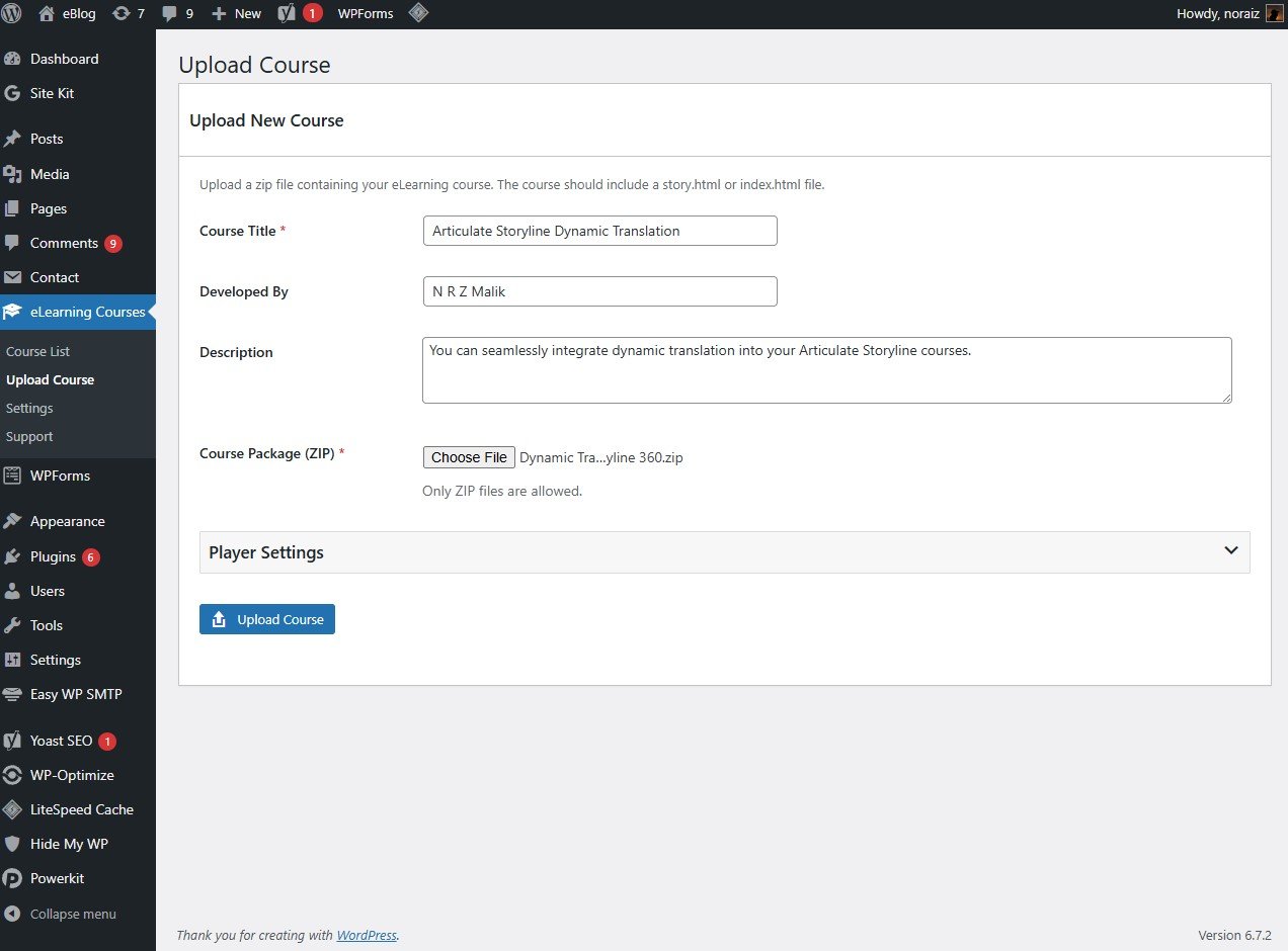 Upload Course Form